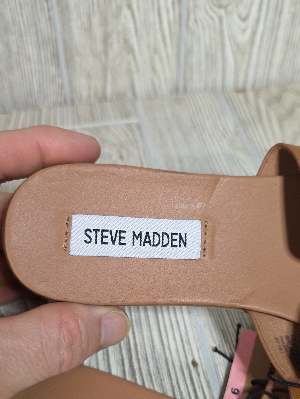 Steve Madden Roceen Leather Slide Sandals Tan Womens Size 6 NEW - Picture 12 of 12